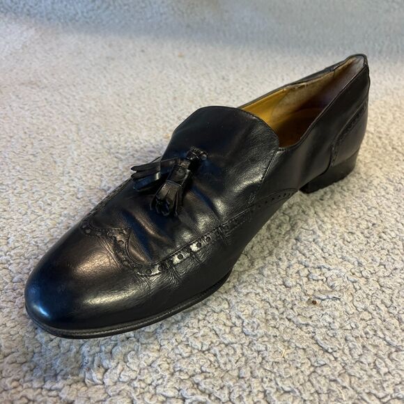 Salvatore Ferragamo Wingtip Loafers Mens 9.5D  Black Leather Tassle Dress Shoes main image 12